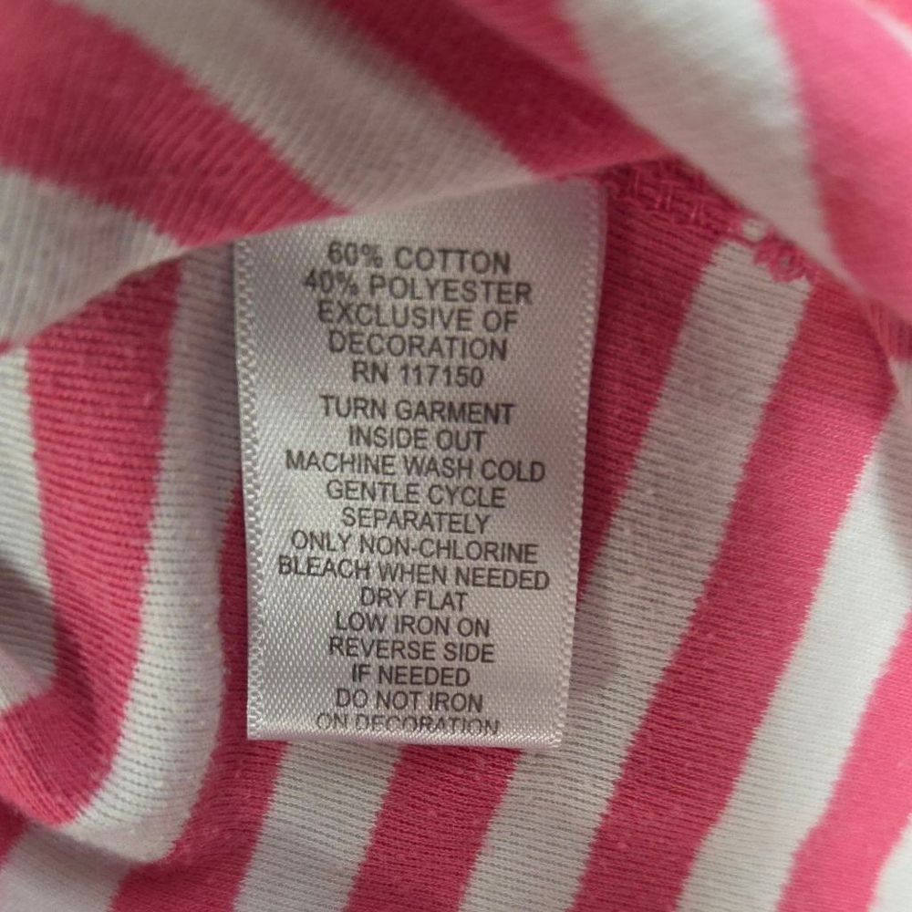 Women's Quacker Factory Long Sleeve Tee 2X Pink White Striped Palm Tree - Picture 5 of 7